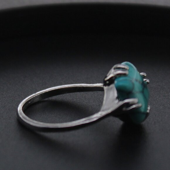 124251-US 8 Rectangle Blue Ring. - Picture 3 of 6